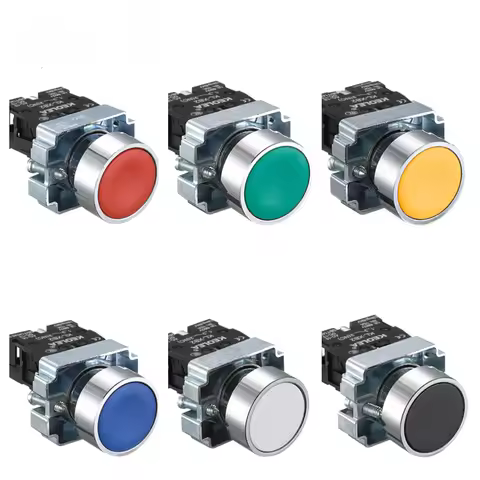 22mmMomentary Push Button Switch 10A 240V~3A Circular Small Size Flat Round Panel NC/NO XB2-BA31 XB2