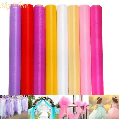 48CMx5M Tulle Roll Crystal Fabric Organza Tulle Roll Spool Wedding Decoration Birthday Party Kids Ba