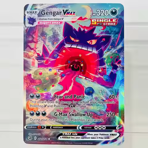DIY Pokemon Gengar VMAX 271/264 Foil Texture Cards English Version Collectible Grade Premium Anime T