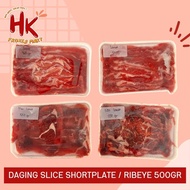 Daging Slice 250gr &amp; 500gr Shortplate lemak / Rib eye non lemak sapi