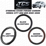 TCS HONDA CITY GN2 GN5 CAR STEERING COVER FORGED CARBON ALCANTARA PU LEATHER ACCESSORIES