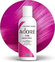 Adore Semi Permanent Hair Color - Vegan and Cruelty-Free Hair Dye - 4 Fl Oz - 140 Neon Pink (Pack of