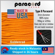 Made in USA - 3mm Type II 425 Tali Paracord Rope Parachute Cord - Goldenrod