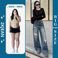 Women's ripped wide-leg jeans Bigsize 55-90kg, high quality QC products, wide-leg style with embroid