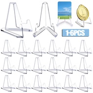 1-6pcs Card Triangle Display Stand - Clear Acrylic Coin Display Easel - Baseball Sports Card Holder