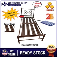 KM Furniture Gallery 3V/2B SINGLE or QUEEN Metal Bed Frame Super Base Heavy Duty Support Up to 200KG/400KG (JT9001FSB/JT9001F/JT9021FSB)/ Katil Besi Heavy Duty