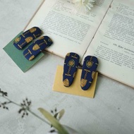 古董領帶改製髮夾-CHANEL-深藍盾牌LOGO-兩入一組