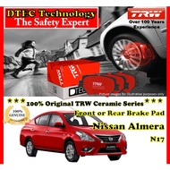 Nissan Almera N17 TRW DTEC Ceramic Brake Pad Front &amp; Rear Pair Specialist