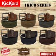 [ KICKERS ]  ORIGINAL LEATHER MEN'S GENUINE LEATHER PIN BUCKLE ELASTIC BELT / TALI PINGGANG ELASTIK 