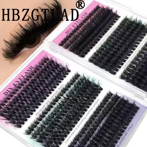 HBZGTLAD 30Row 50D-160D 5D Fluffy Thick Lashes Clusters 8-14mmMix Wispy Individual Lashes Extensions