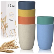 Wheat Straw Cups 6 PCS Good Alternative to Plastic Reusable Cups 12 oz Unbreakable Drinking Cup Reus
