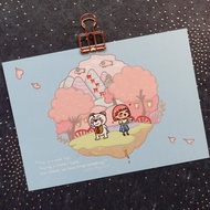 小彤畫集 - 白熊春天櫻花樹下 - 明信片