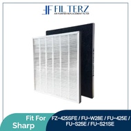Filterz fit Sharp FU-21SE FU-S25E FU-W28E FU-425E FZ-425SFE FUS25E Replacement HEPA and Carbon Filte