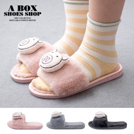 Checked Shop * [AE2067] 1.5cm Indoor Slippers Artificial Short Plush Cute Cartoon Pattern Flat Lazy 