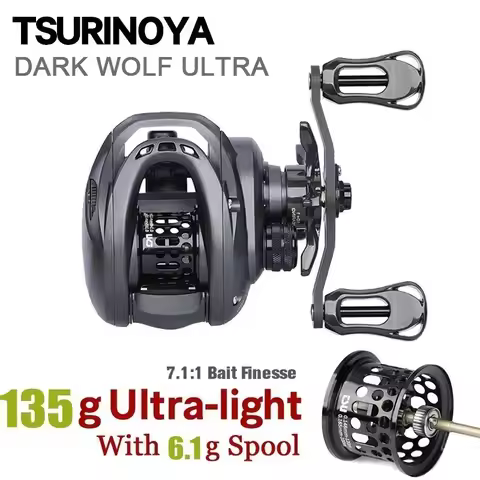 TSURINOYA Baitcasting Reel Coil Ultra Light 135g BFS 6.1g Spool Bait Finesse Dark Wolf KF50S Shallow