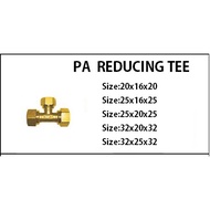 PA Pipe Fitting Brass Reducer Reducing Tee Size:20x16x20/25x16x25/25x20x25/32x20x32/32x25x32