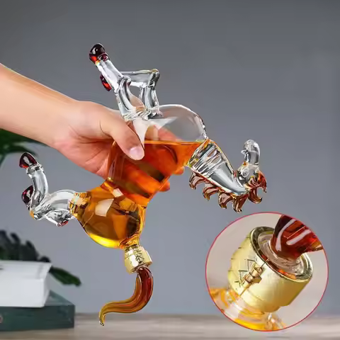 Horse Glass Decanter Success at First Try Symbolic Design Hand Blown Artistic Liquor Dispenser Home 