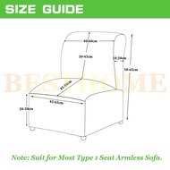 ■◙◕Armless Sofa Cover Single Size 1 Seater Seat Without Armrest Stretch Accent Chair