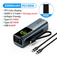 Vention 20000mAh Power Bank 65W Fast Charging with LED Display 3 Port Built in Type C Cord for Lapto