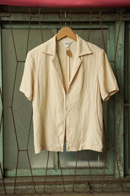 純情百貨行 Vintage 古著 古著外套 夏季短袖外套 鵝黃麻外套 S21