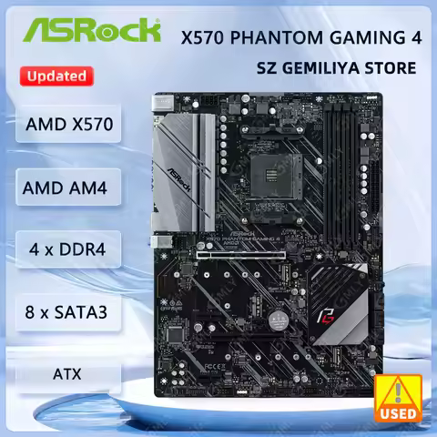 X570 Motherboard ASROCK X570 PHANTOM GAMING 4 AM4 4ΓDDR4 128GB PCI-E 4.0 ATX For Ryzen 5600 4600G 57