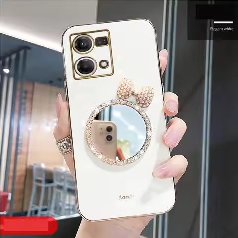 Make up Mirror Diamond Bling For Oppo Reno7 Reno8T Reno 7 5F 2 2Z 2F 3 5 6 6Z 8T 9 4G 5G Z RenoZ Ren