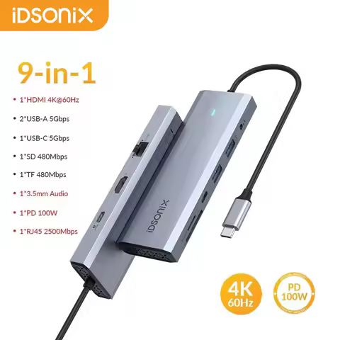 iDsonix USB C HUB RJ45 2500Mbps Type C USB C HUB Docking Station Adapter with 4K 60HZ HDMI PD 100W f