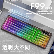 F99pro Tri-Mode Bluetooth Wireless Keyboard - Transparent Style RGB Backlit Keyboard - Universal for