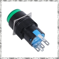 [I O J E] AC 250V 5A SPDT 1NO 1NC 5 Pins Latching Green Push Button Switch w 220V LED Lamp