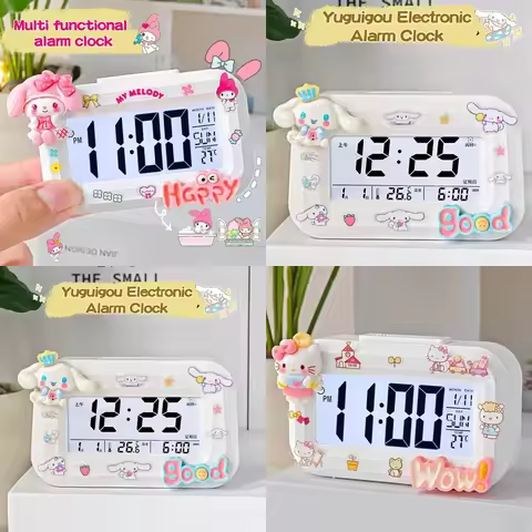Kawaii Hello Kitty Alarm Clock Cute Desk Clock School Student Digtal Alarm Clock Birthday Gifts LED 