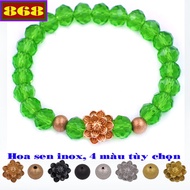 Green crystal bracelet with 8 lotus cups CTFLXLHSVHHB8