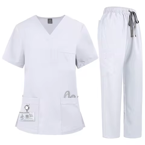 Plus Size Doctor Nurse Beauty Oral Surgery Laboratory Clinic Surgical Clothes V-neck Short Sleeve Cl