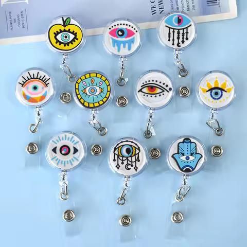 1Pc Evil Eyes Retractable Yoyo Badge reel for Nurses Porta Credencial Name Tag Student ID Card Holde