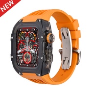 Transparent Luxury Case for iWatch Ultra 49mm 45mm 44mm, Stainless Steel Buckle Band for iWatch 8 7 6 5 4 DIY Modification Q2ED
