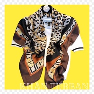 Elegant square silk scarf with leopard print size 90x90cm (with real photo) - turban