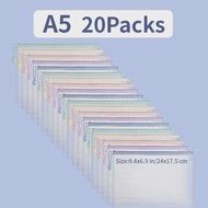 5-20pcs A4/A5 File Storage Bags - Waterproof Transparent + Mesh Zipper Pouch School Office Stationer