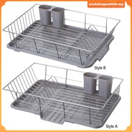 [WishshopeehhhMY] Portable Multifunctional Dish Drainer with Drain Tray, Kitchen Drain Rack, Dish Drainer for Bowls, Cups, Forks