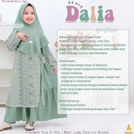 Gamis Pesta Anak Dress Brokat Perempuan Dalia Baju Muslim Polos Set