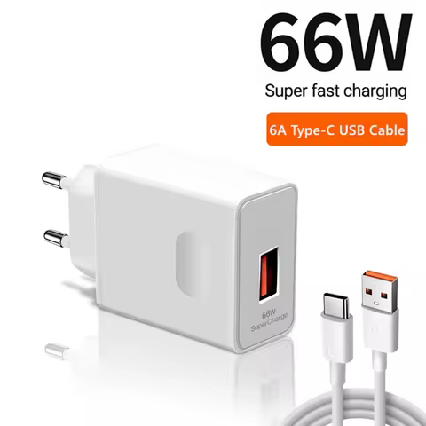 6A 66W Super Fast EU/US Wall Charger For Huawei Mate 40 50 60 P50 Nova 8 9 10 Honor 90 100 X8 X9 Mag