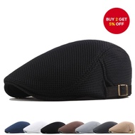 Men'S Breathable Durag for Men Mesh Beret Adjustable Hat British Sun Protection Sunshade Forward Cap