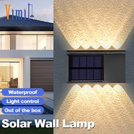 Vimite Solar Wall Lamp Outdoor Waterproof Automatic Night Light Up and Down Lighting For Garden House Fence Gate Warm White Decorative