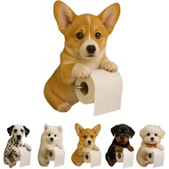Dog Paper Towel Holder - Cute Puppy Wall Mounted Toilet Roll Dispenser - Pet Theme Bathroom Tissue S