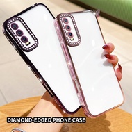 Plating Flash Diamond Frame Transparent Phone Case For OPPO A3X A3 Pro A16 A17 A15 A53 A5s A18 A38 A