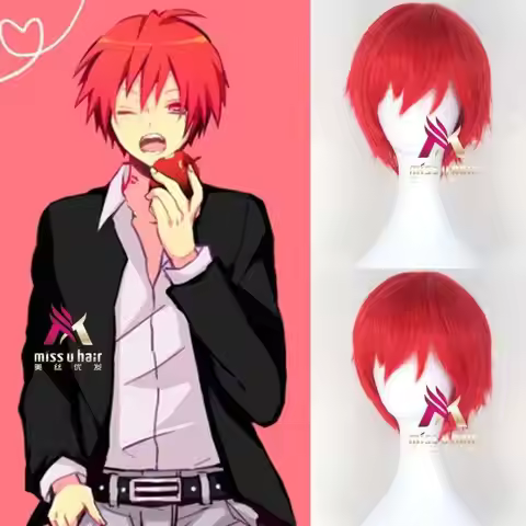 Japanese Anime Assassination Classroom Karma Akabane Akashi Seijuro / Sasori Short Flame Red Cosplay