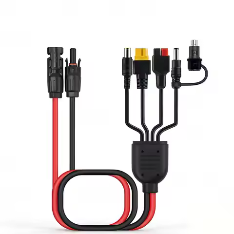 5 4 in 1 Solar Connector to XT60/DC5521/7909/8020 Solar Panel Extension Cable Splitter Power Cord En