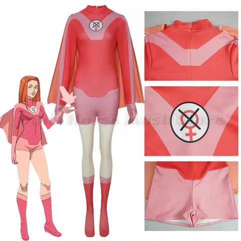 Anime Atom Eve Cosplay Costume Invincible Eve Wilkins Jumpsuit Bodysuit Cloak Cape Outfits for Adult