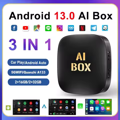 NEW CarPlay Ai Box Android 13 Wireless Carplay Android Auto Car Video TV Box WiFi 2GB+32GB For Netfl