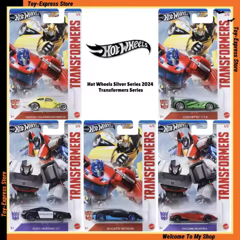 Hot Wheels Silver Series 2024 Transformers Series Hotwheels 1/64 Car Model Corvette Ford Bugatti Pag