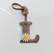 Handcrafted Daisy Leather Letter Bag Charm - Alphabet Bag Charm & Leather Bag Charm & Daisy Bag Char