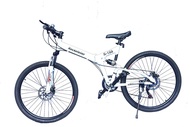 Rockefeller 26“ Foldable Lightweight Bike/Bicycle, Rear Suspension + Aluminium Shoulder Control Fork + SHIMANO Parts(White)